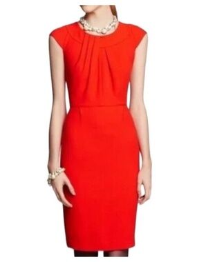 Kate Spade Raya Dress Red Midi Wool Cap Sleeve 8